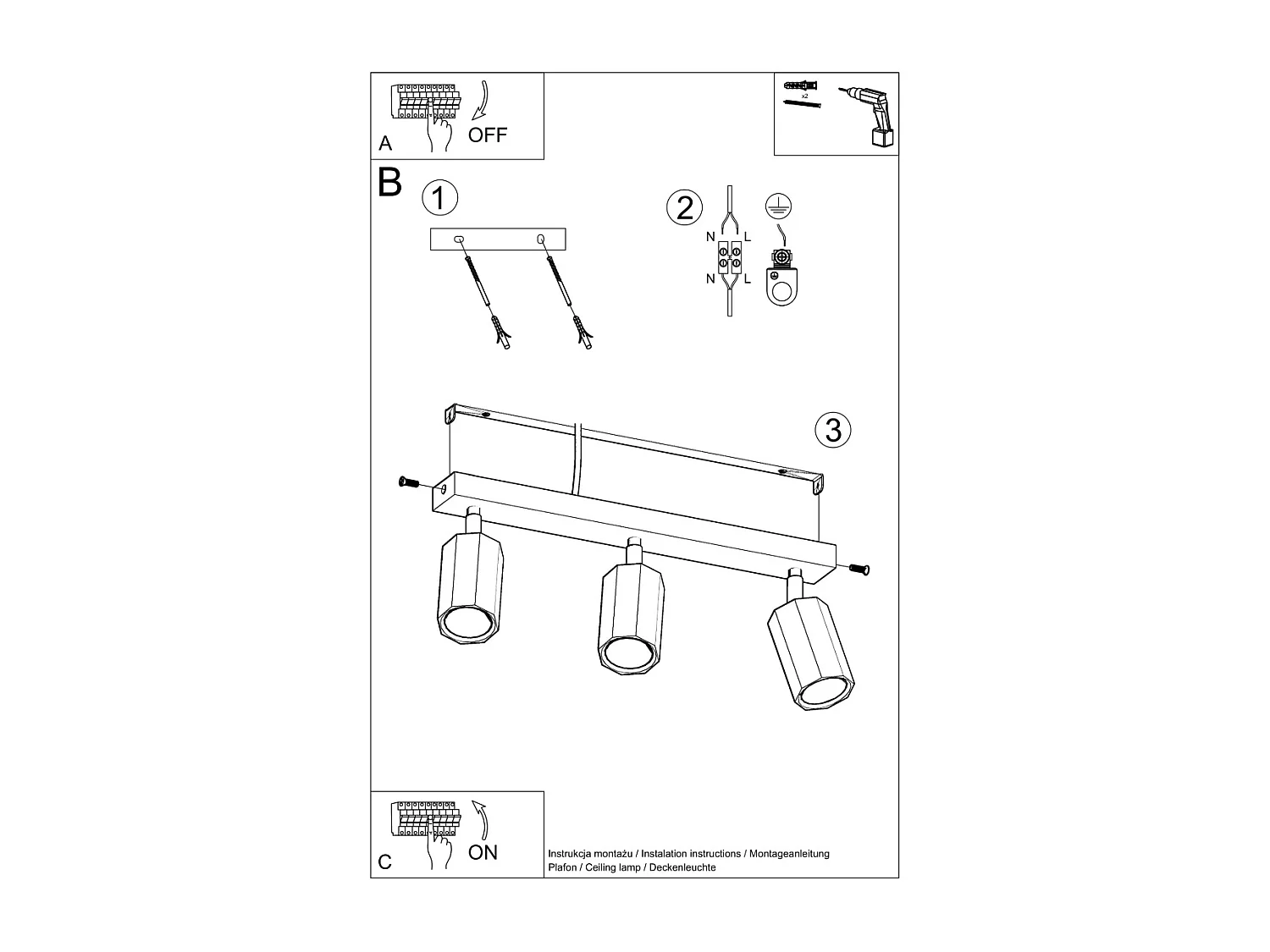 Plafonniers Xenor scandinave en bois - 3 sources lumineuses 3000K - L.45 x H.20 cm - chêne