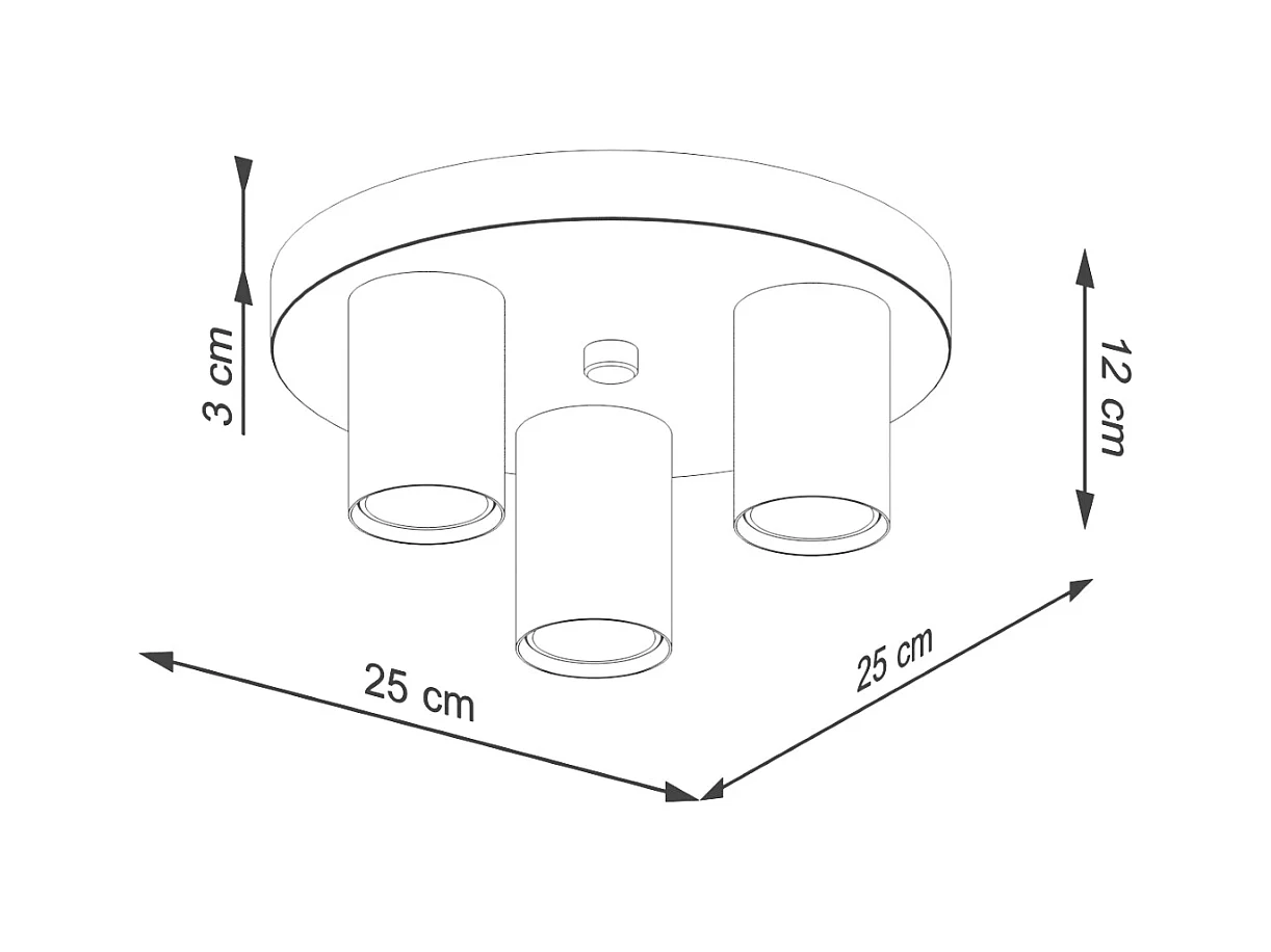 Lampada da soffitto Toris moderno di acciaio - 3 sorgenti luminose 4000K - L.25 x A.12 cm - bianco