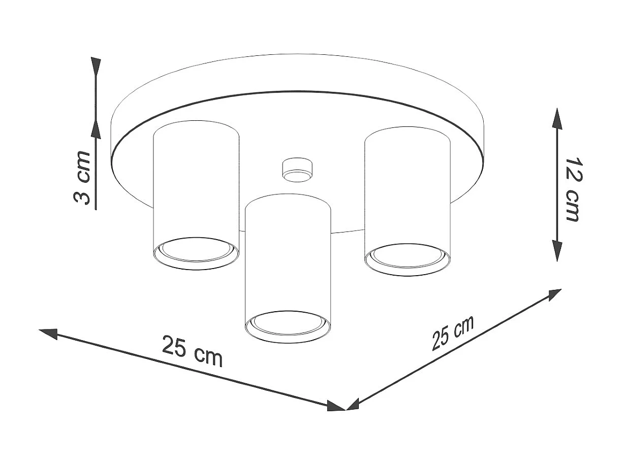 Plafonnier Toris moderne en acier - 3 sources lumineuses 4000K - L.25 x H.12 cm - blanc