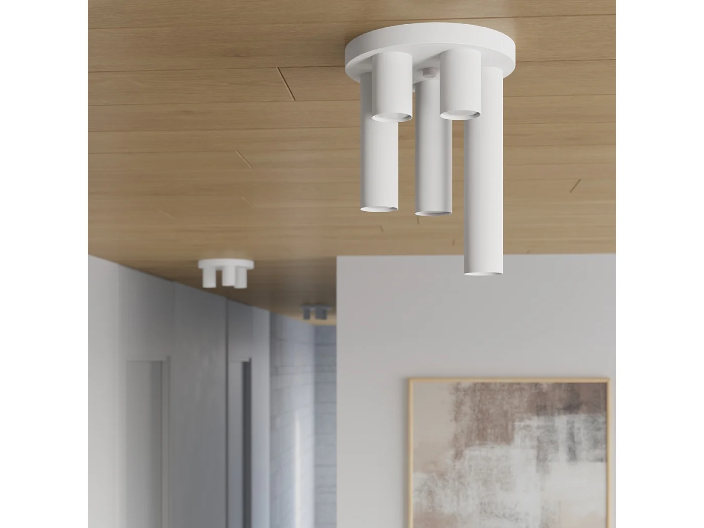 Plafonnier Toris moderne en acier - 3 sources lumineuses 4000K - L.25 x H.12 cm - blanc