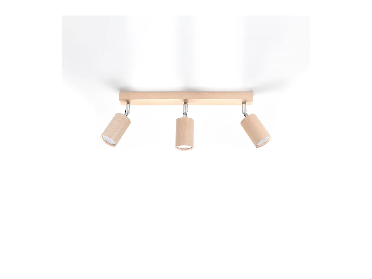 Plafonniers Vorix scandinave en bois - 3 sources lumineuses 3000K - L.45 x H.20 cm - bois naturel