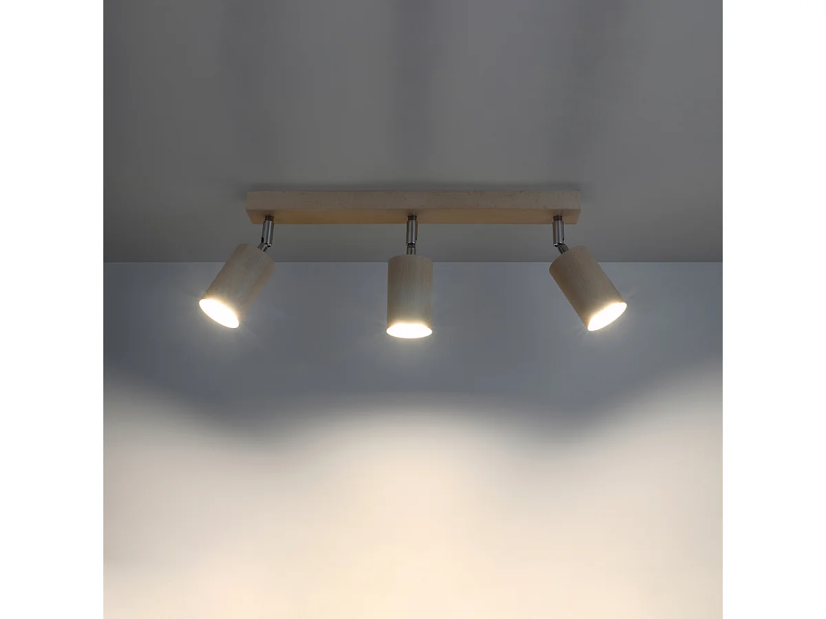 Plafonniers Vorix scandinave en bois - 3 sources lumineuses 3000K - L.45 x H.20 cm - bois naturel