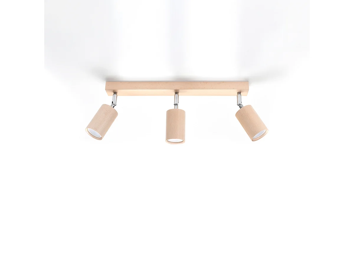 Plafonniers Vorix scandinave en bois - 3 sources lumineuses 3000K - L.45 x H.20 cm - bois naturel