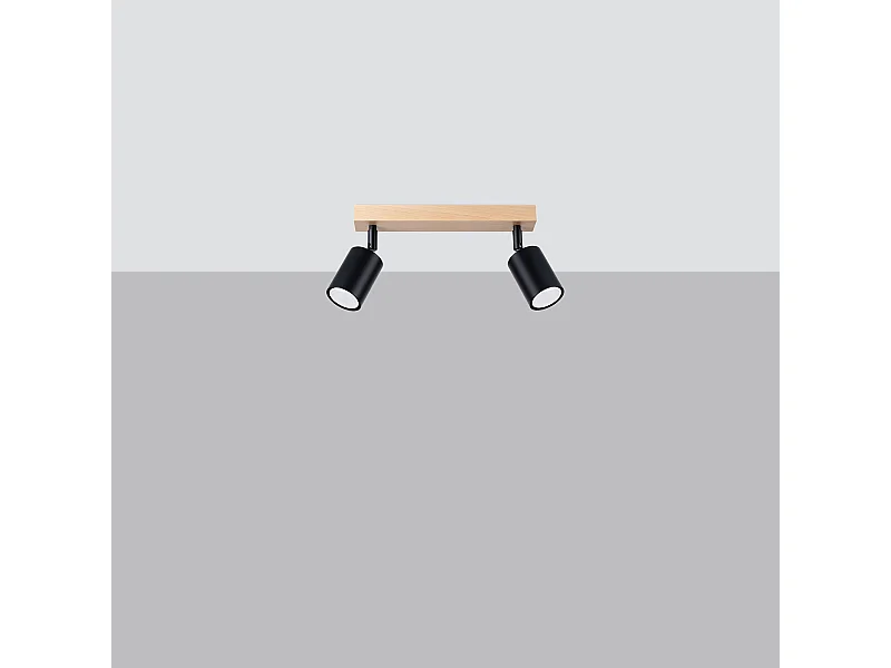 Plafondlampen Flare modern van  - 2 lichtbronnen 4000K - L.46 x H.17,5 cm - zwart hout