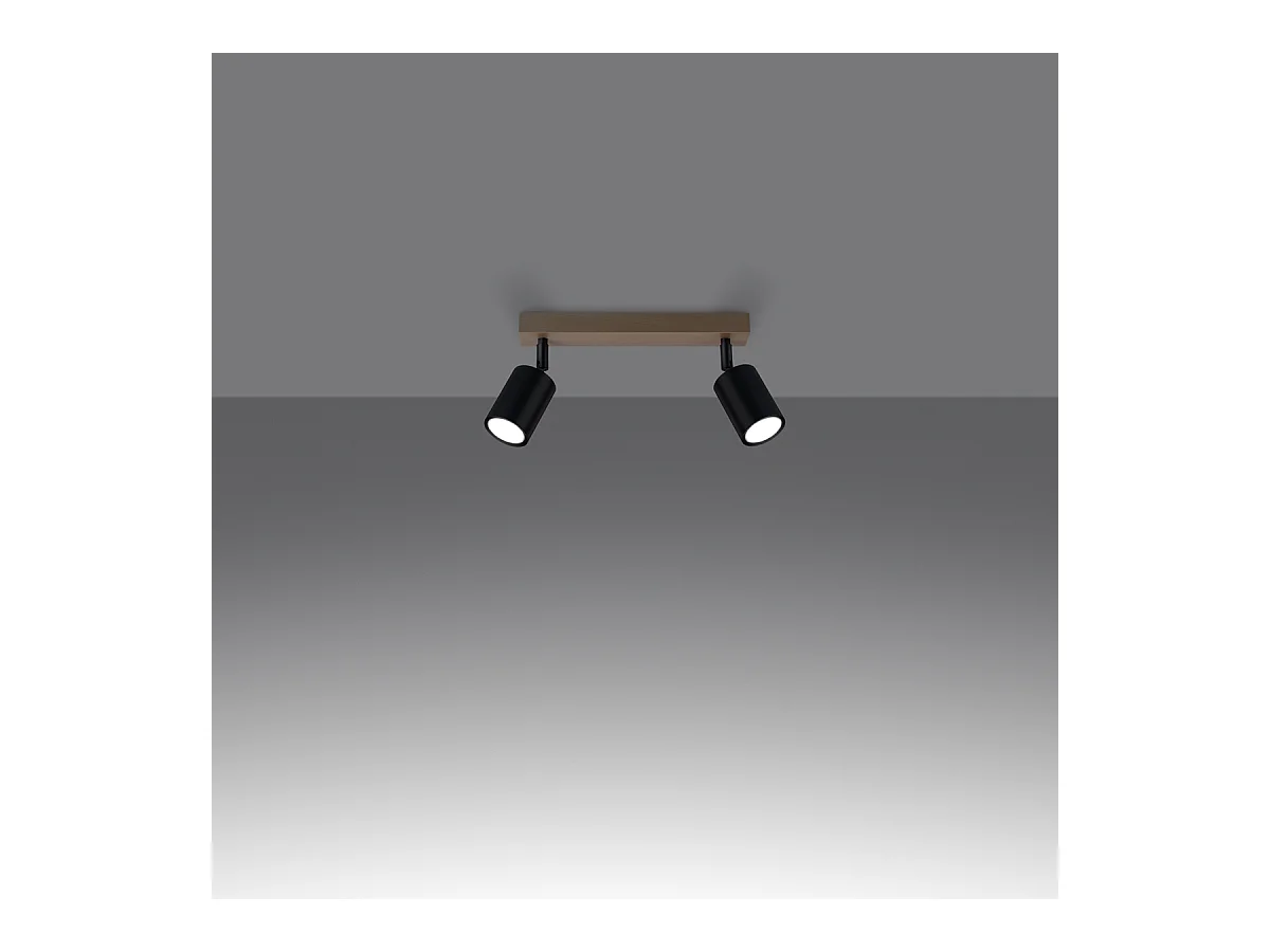 Plafondlampen Flare modern van  - 2 lichtbronnen 4000K - L.46 x H.17,5 cm - zwart hout