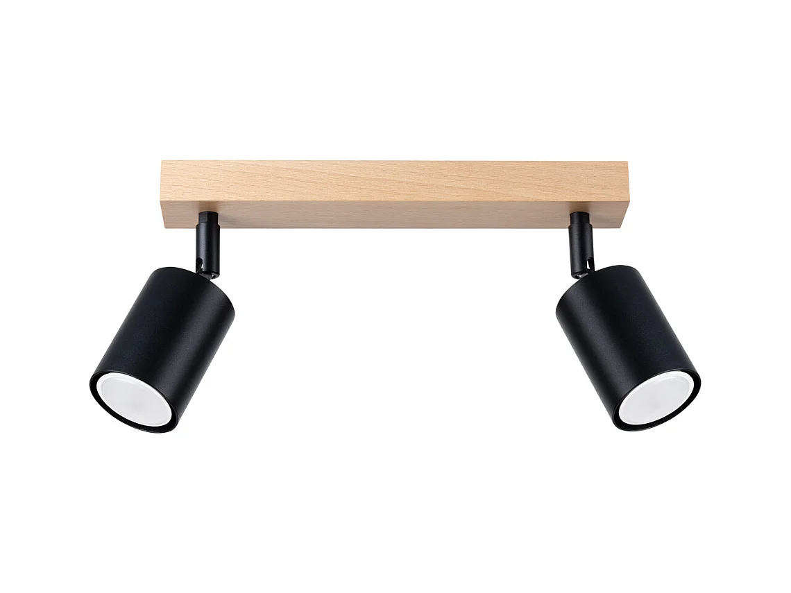 Plafondlampen Flare modern van  - 2 lichtbronnen 4000K - L.46 x H.17,5 cm - zwart hout