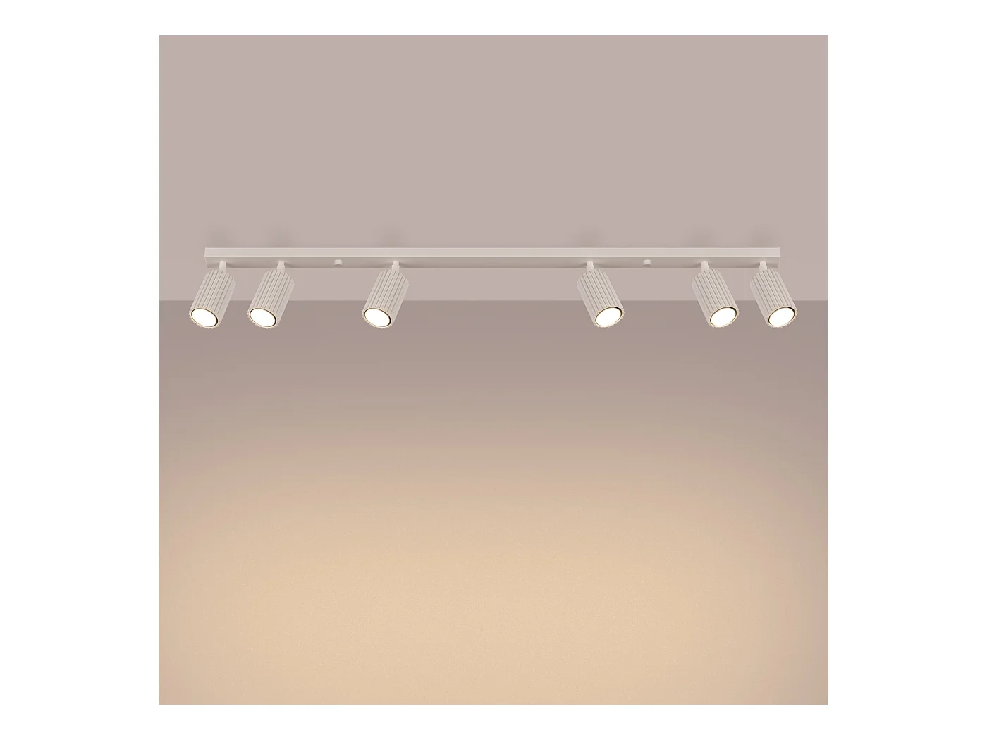Plafondlamp Gloow minimalistisch van  - 6 lichtbronnen 4000K - L.117 x H.16,5 cm - beige