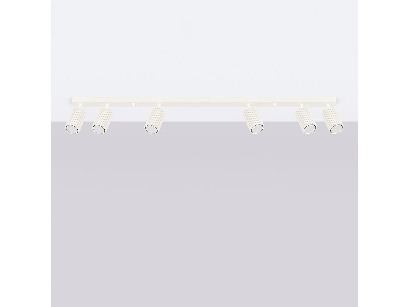 Plafonnier Gloow minimaliste en aluminium - 6 sources lumineuses 4000K - L.117 x H.16,5 cm - beige