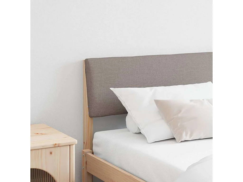Tête de lit capitonnée Taupe 200 cm Pin massif