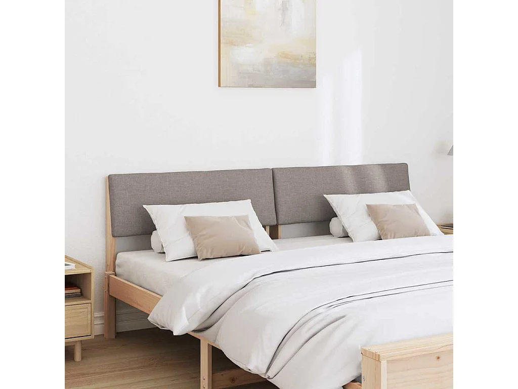 Tête de lit capitonnée Taupe 200 cm Pin massif