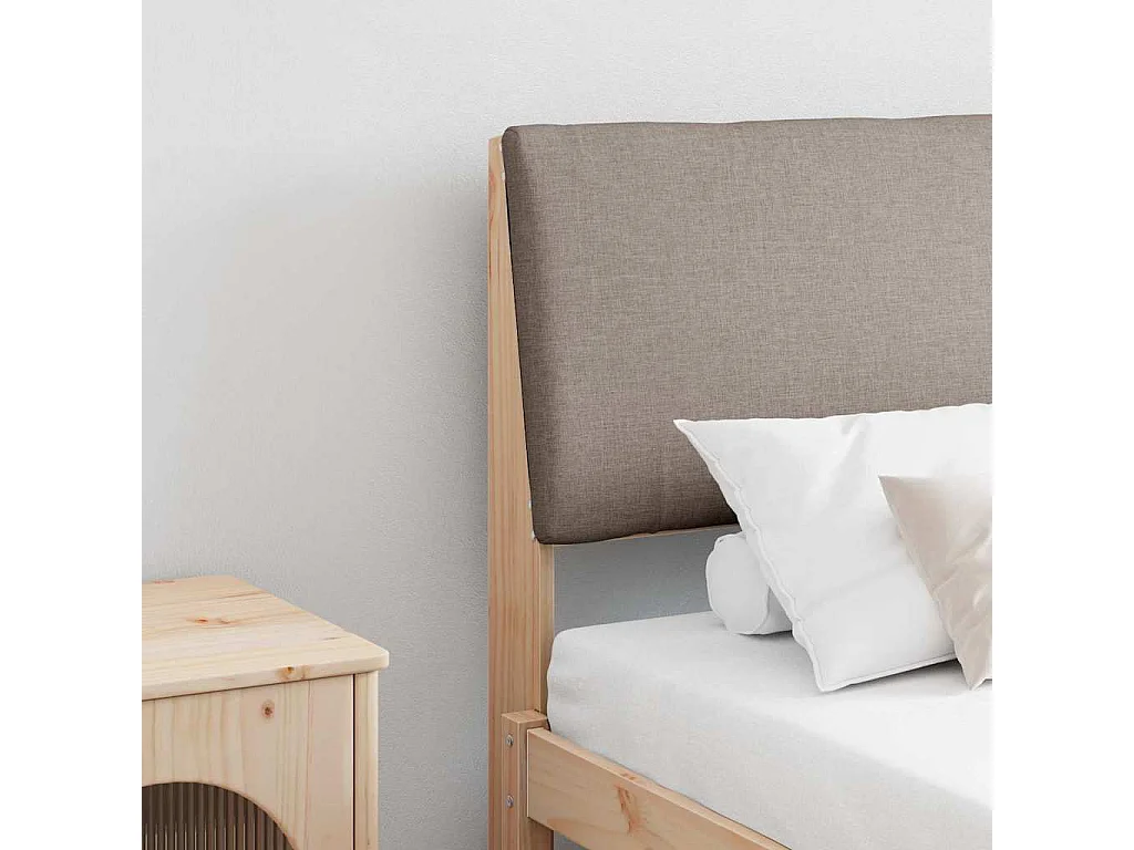Tête de lit capitonnée Taupe 200 cm Pin massif