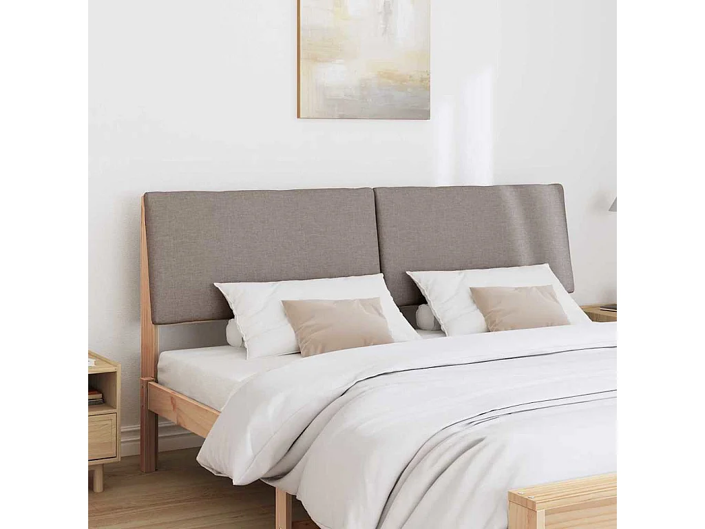 Tête de lit capitonnée Taupe 200 cm Pin massif