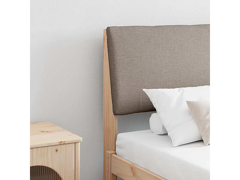 Tête de lit capitonnée Taupe 200 cm Pin massif