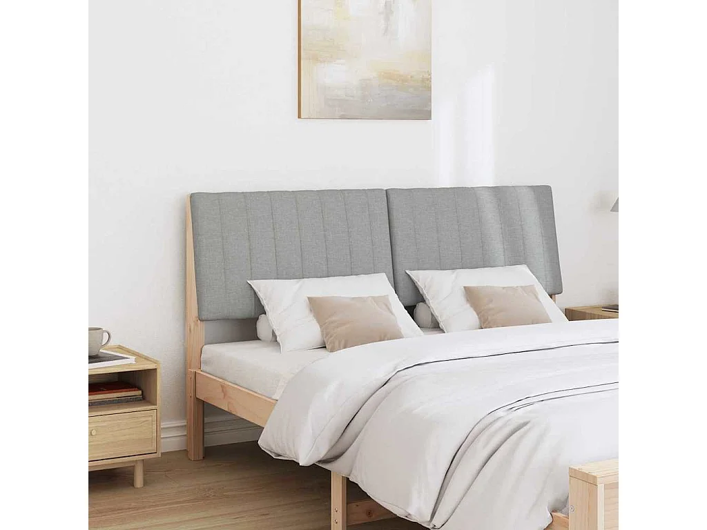 Cabecero tapizado Gris Claro 150 cm Madera de pino macizo