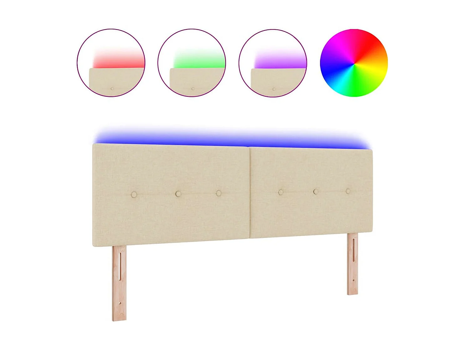 Tête de Lit LED avec des lumières à LED Crème 144 cm tissu