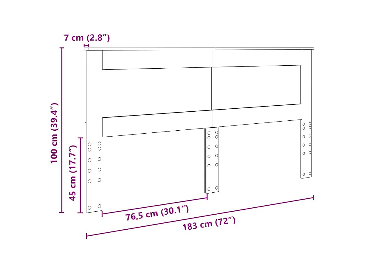 Cabeceira com cabeceira Branco 180 cm Madeira processada