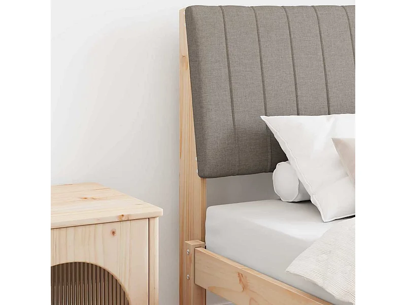 Tête de lit capitonnée Taupe 90 cm Pin massif