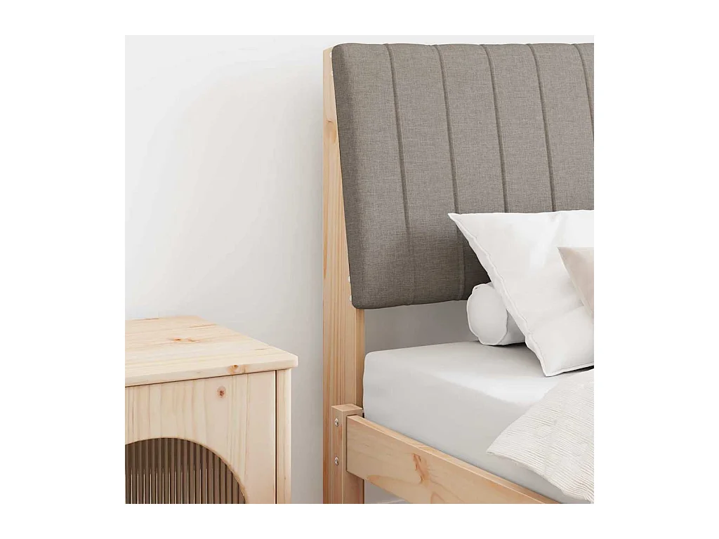 Tête de lit capitonnée Taupe 90 cm Pin massif
