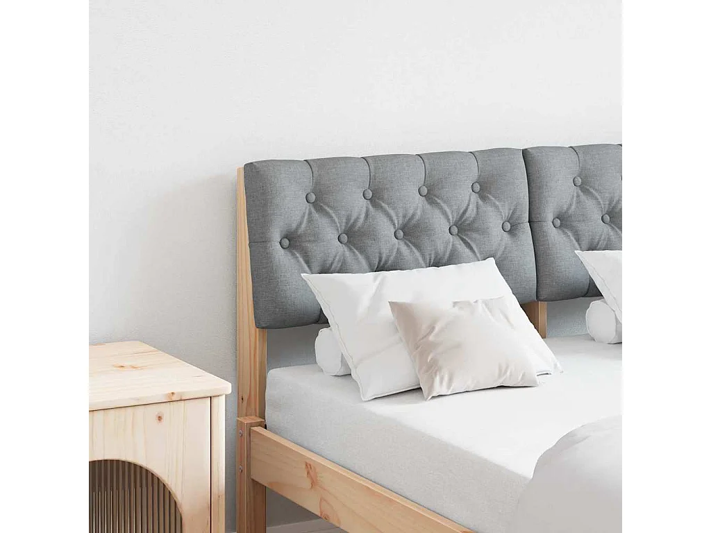 Tête de lit capitonnée Gris clair 120 cm Pin massif