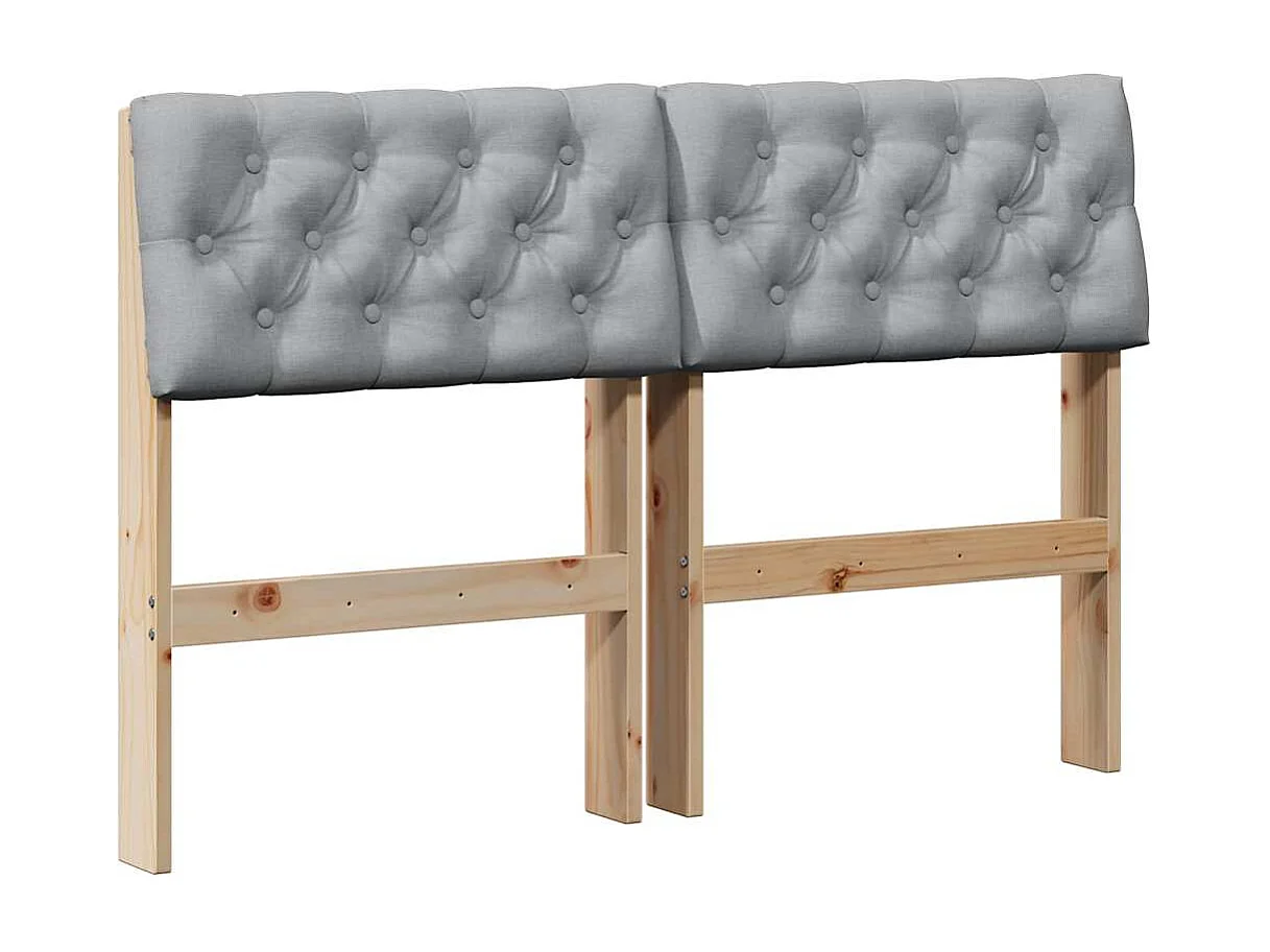 Tête de lit capitonnée Gris clair 120 cm Pin massif