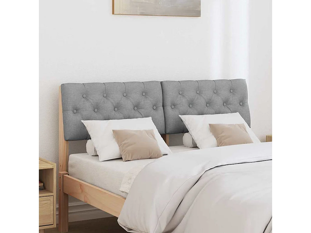 Tête de lit capitonnée Gris clair 120 cm Pin massif