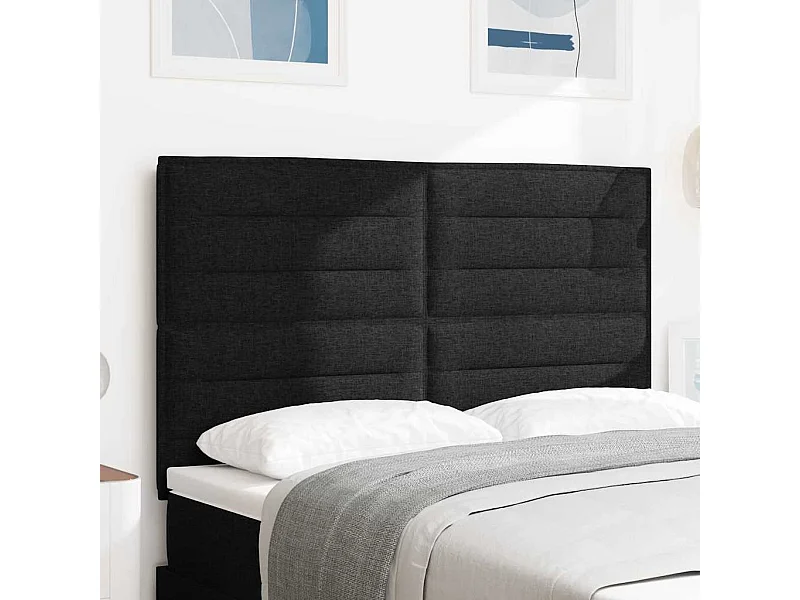 Tête de lit LED avec des lumières à LED Noir 160 cm tissu
