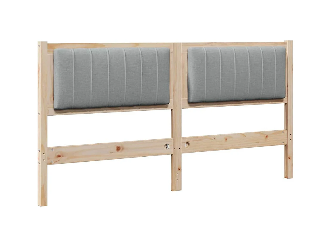 Cabecero tapizado Marrón 160 cm Madera de Pino Sólido y Tela