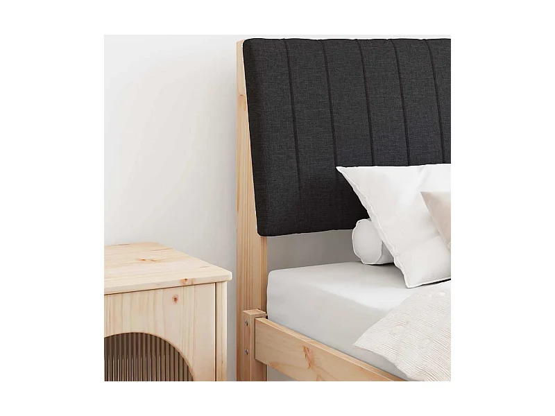 Cabeceira estofada Preto 100 cm Madeira de Pinheiro Sólida