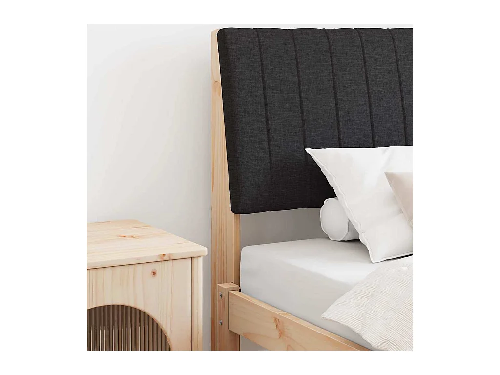 Cabeceira estofada Preto 100 cm Madeira de Pinheiro Sólida