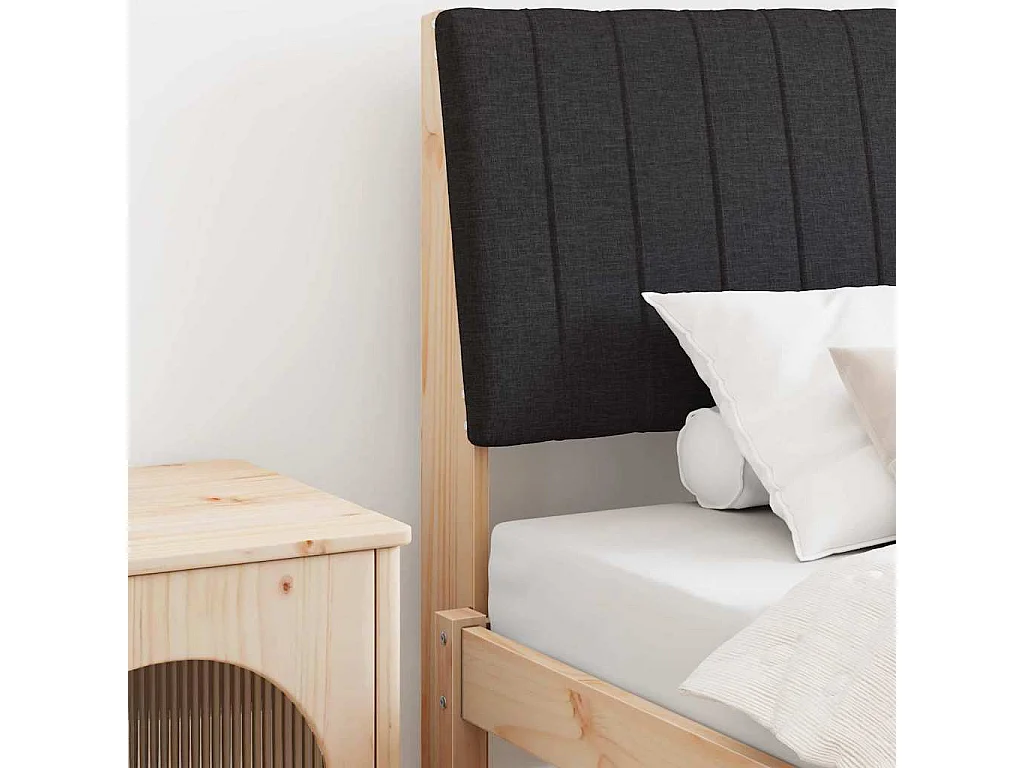 Cabeceira estofada Preto 100 cm Madeira de Pinheiro Sólida