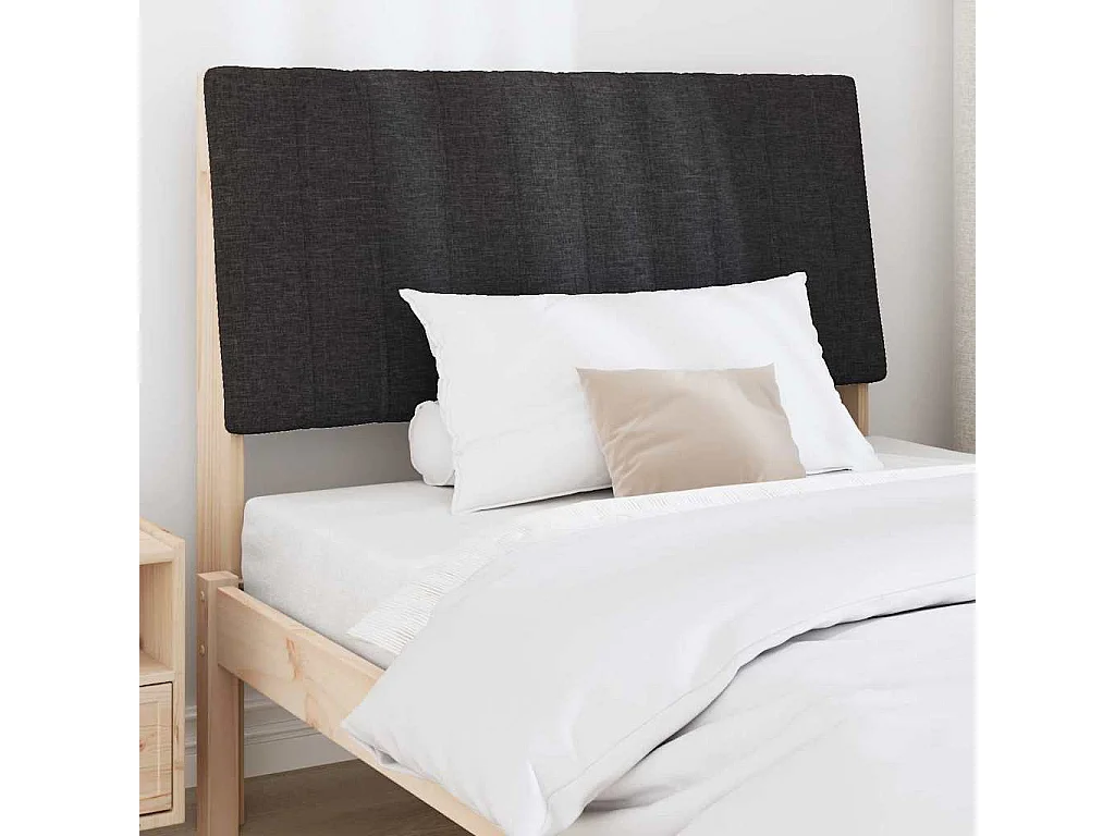 Cabeceira estofada Preto 100 cm Madeira de Pinheiro Sólida