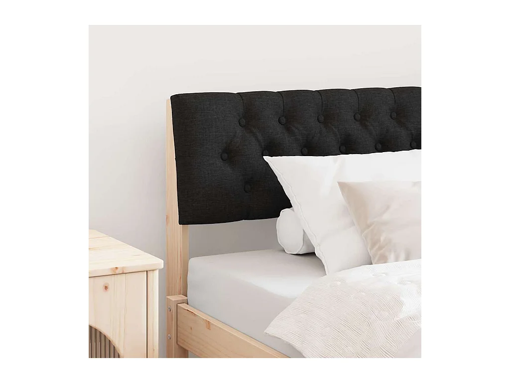Cabecero tapizado Negro 100 cm Madera de pino macizo