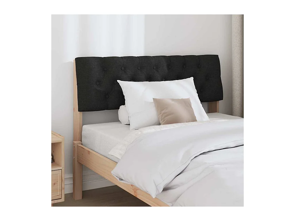 Cabecero tapizado Negro 100 cm Madera de pino macizo