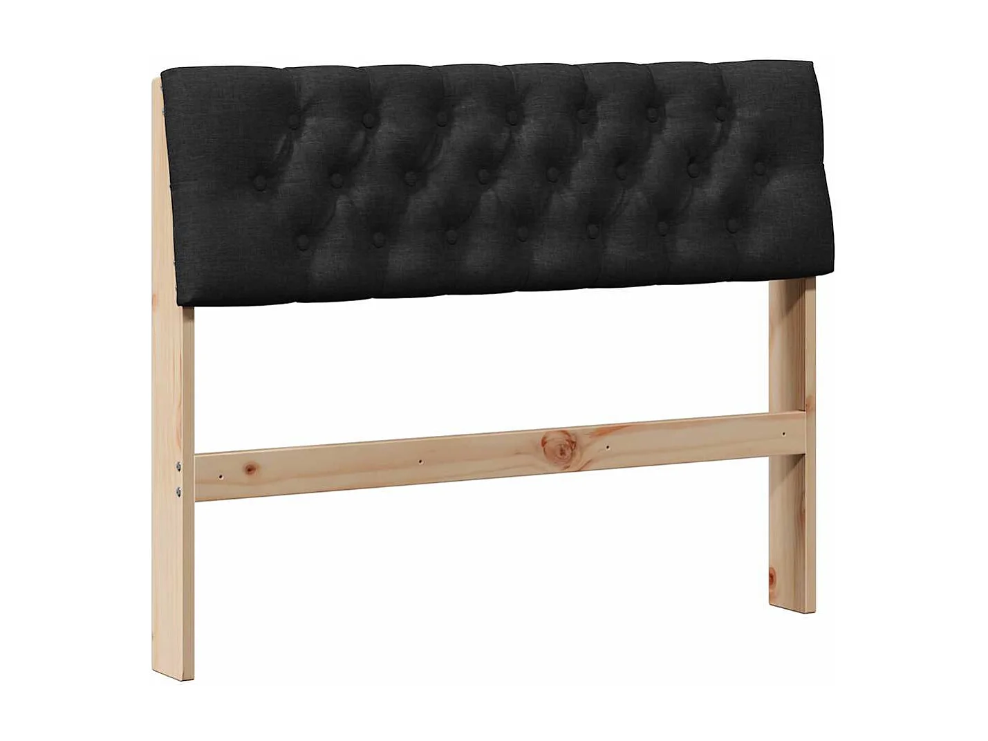 Cabeceira estofada Preto 100 cm Madeira de Pinheiro Sólida