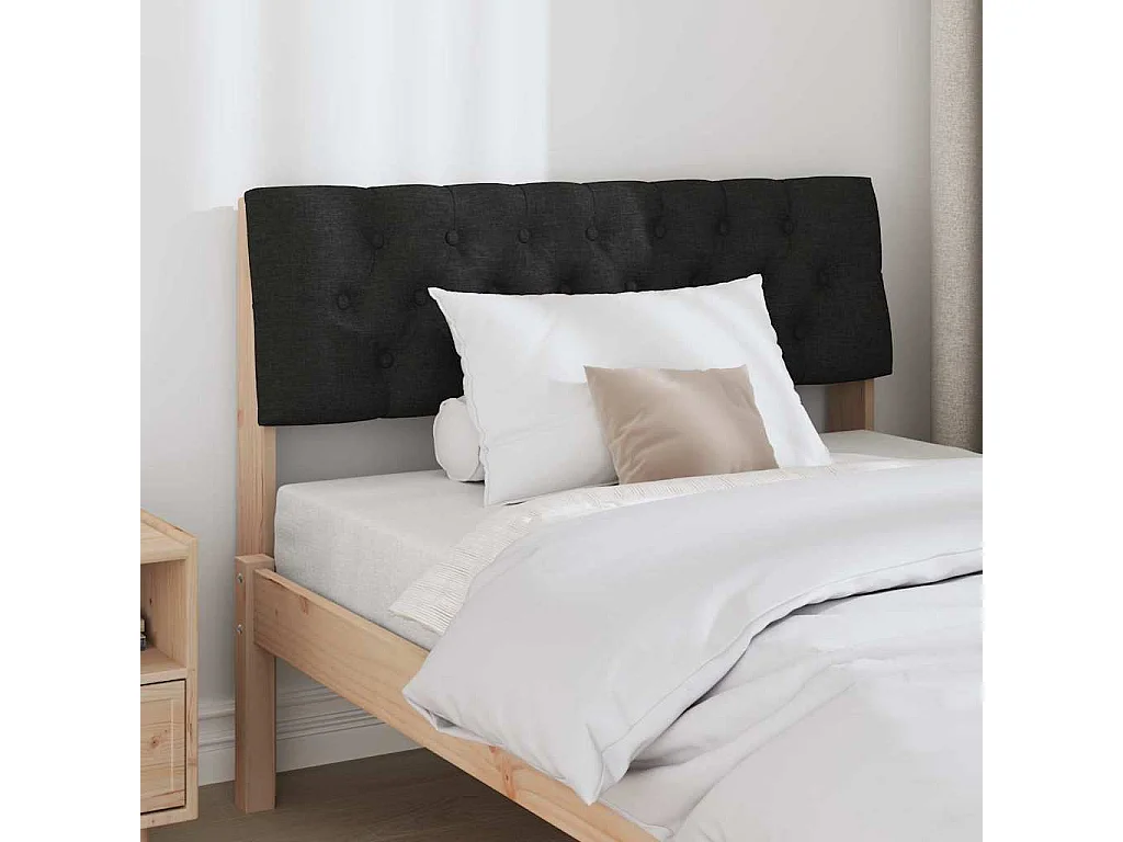 Cabeceira estofada Preto 100 cm Madeira de Pinheiro Sólida