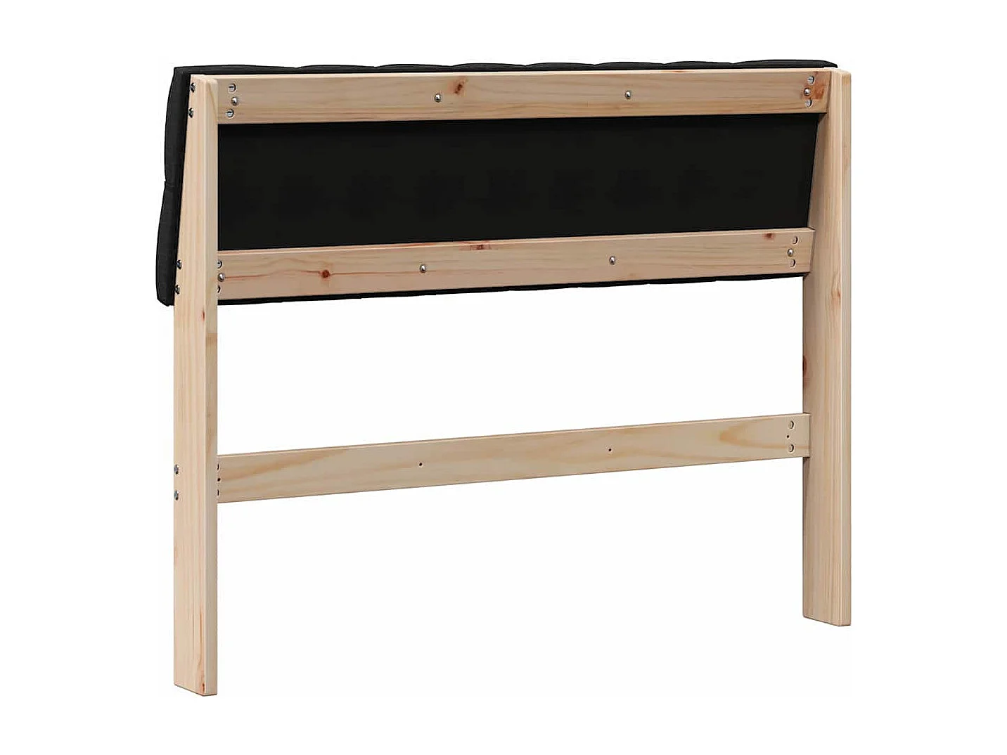 Cabeceira estofada Preto 100 cm Madeira de Pinheiro Sólida