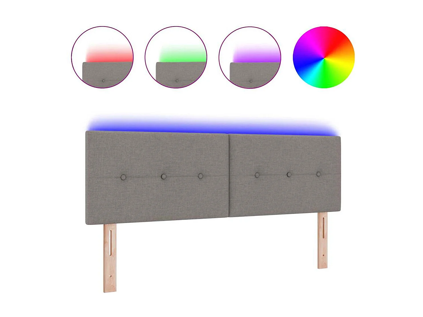 LED Hoofdbord met LED -striplichten Taupe 144 cm Stof