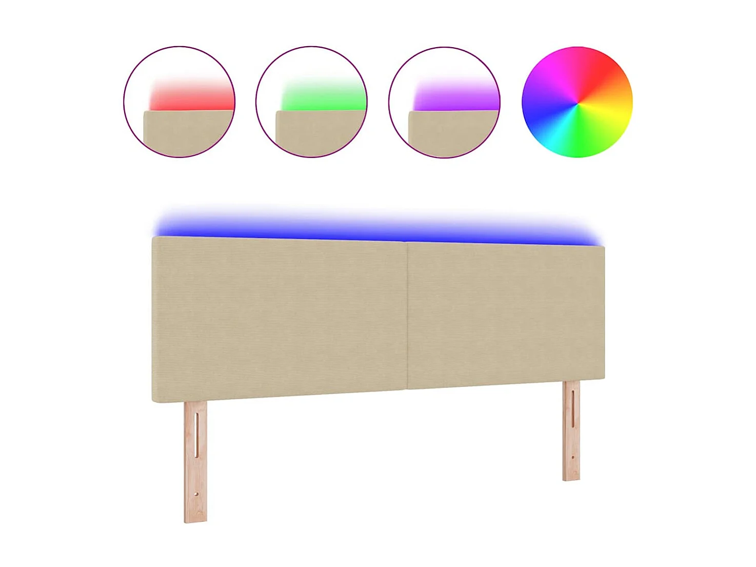 Tête de lit LED avec des lumières à LED Vert gris 160 cm tissu