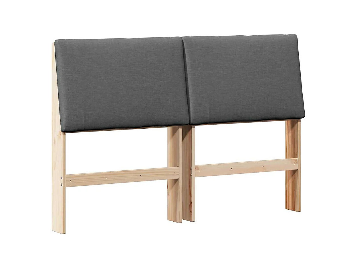 Cabecero tapizado Gris oscuro 150 cm Madera de pino macizo