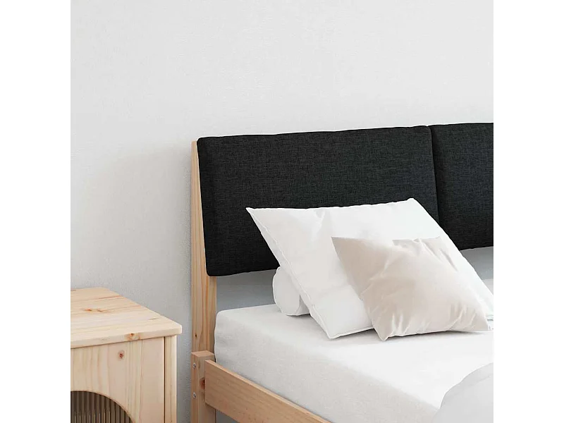 Tête de lit capitonnée Noir 120 cm Pin massif