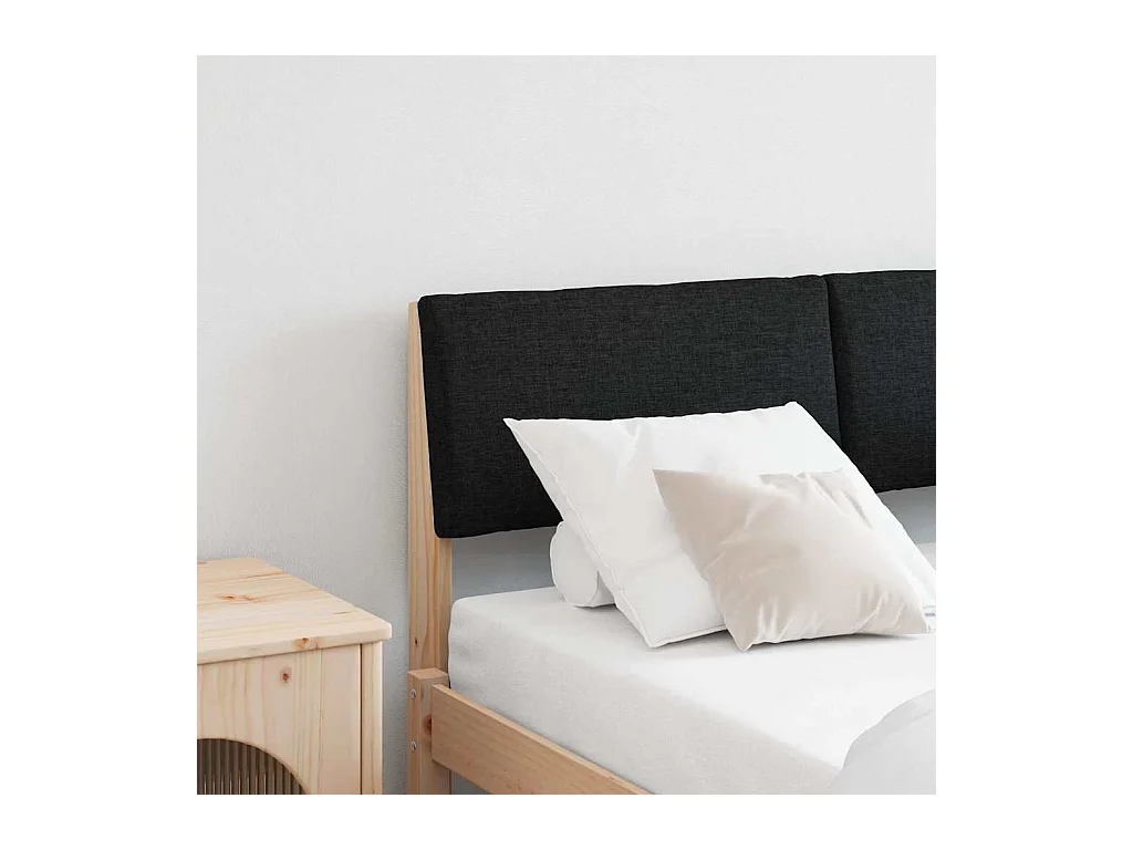 Tête de lit capitonnée Noir 120 cm Pin massif