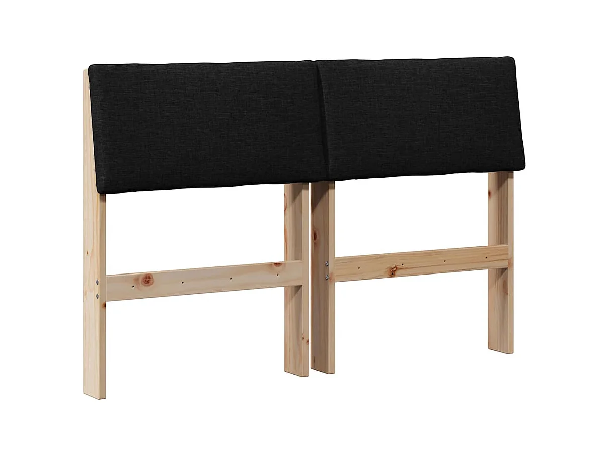 Tête de lit capitonnée Noir 120 cm Pin massif