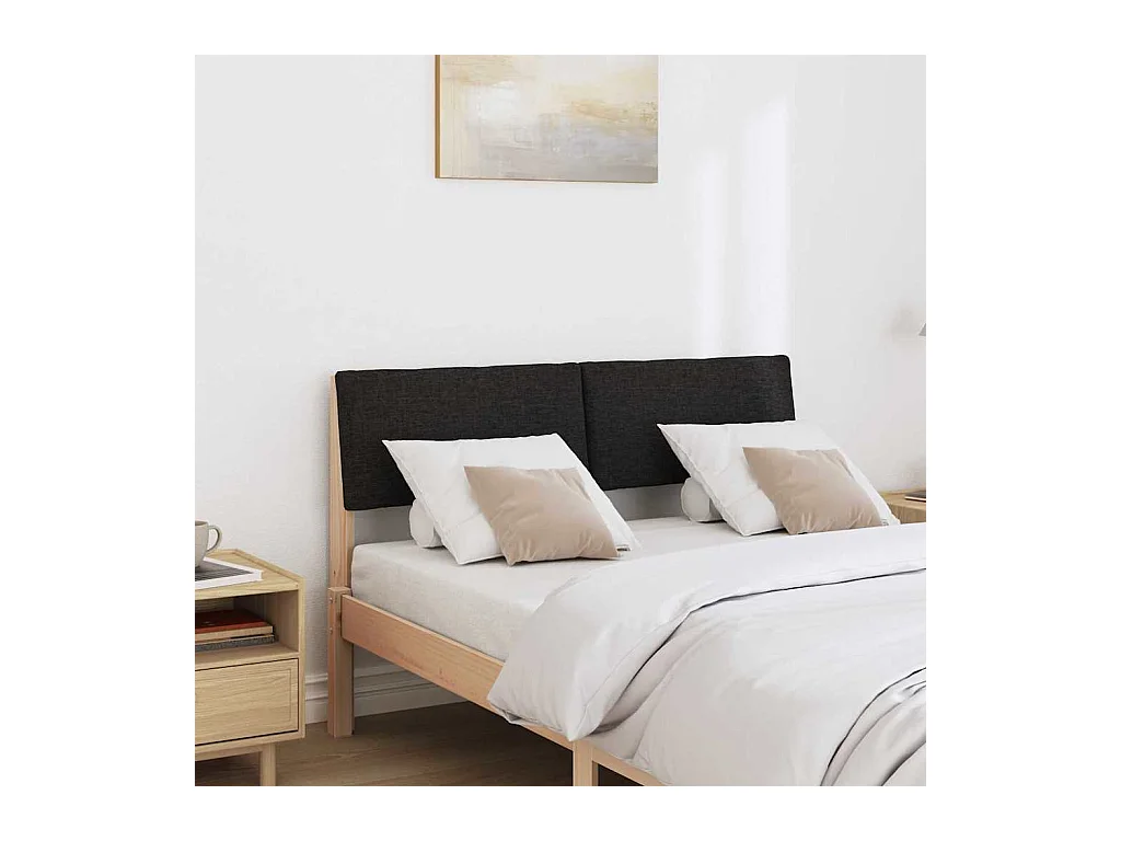 Tête de lit capitonnée Noir 120 cm Pin massif