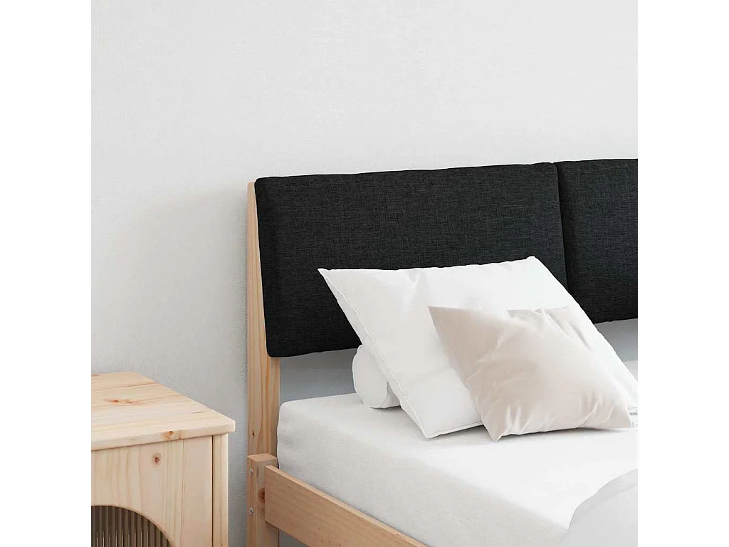 Tête de lit capitonnée Noir 120 cm Pin massif