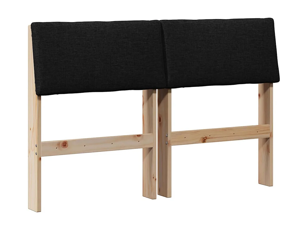 Tête de lit capitonnée Noir 120 cm Pin massif