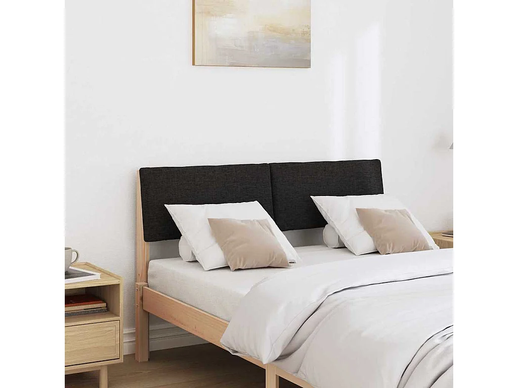 Tête de lit capitonnée Noir 120 cm Pin massif