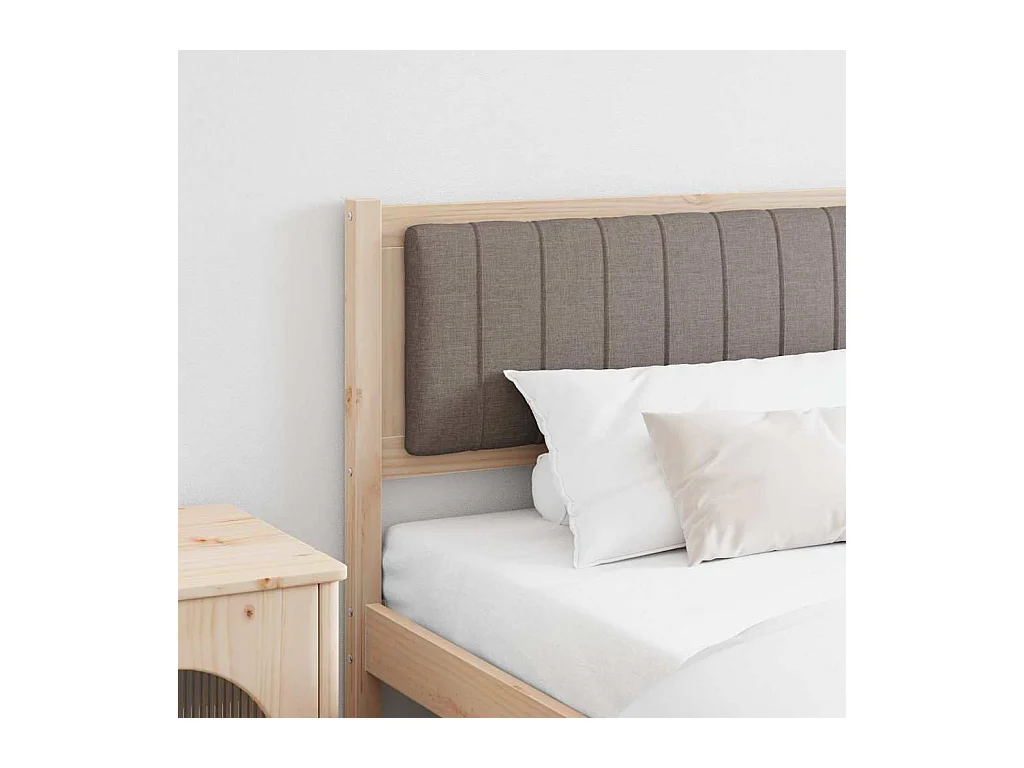 Cabecero tapizado Marrón 200 cm Madera de Pino Sólido y Tela
