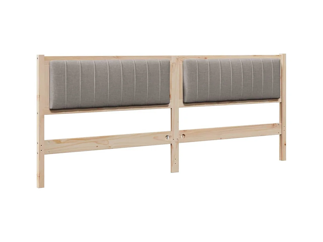 Cabecero tapizado Marrón 200 cm Madera de Pino Sólido y Tela