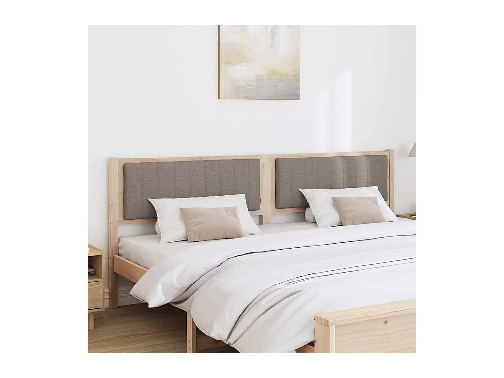 Cabecero tapizado Marrón 200 cm Madera de Pino Sólido y Tela