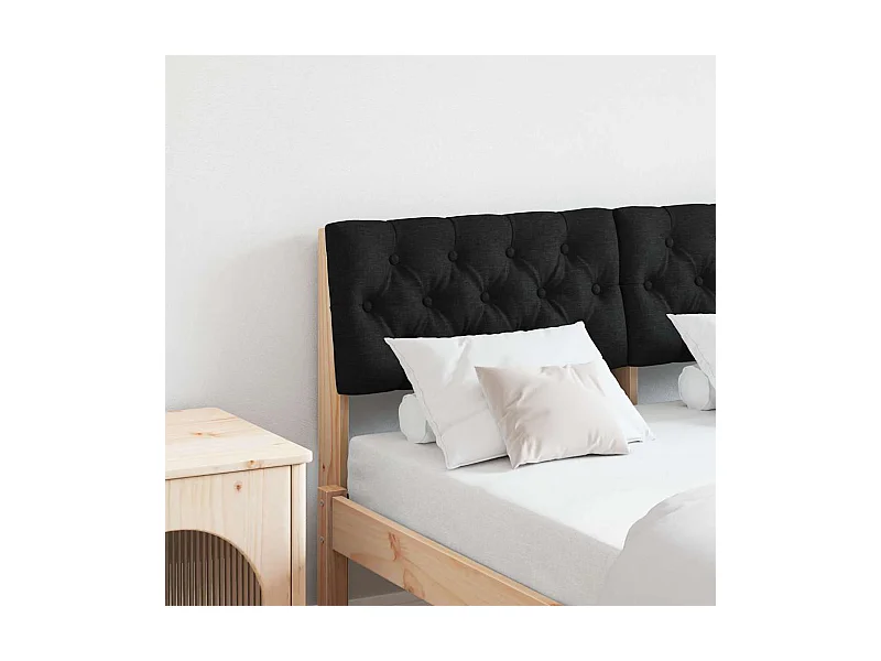Cabecero tapizado Negro 120 cm Madera de pino macizo